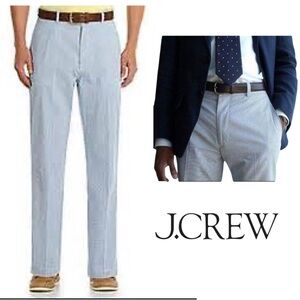 J. Crew Men's Blue Striped Seersucker Dress Pants Size 34” X 30” Classic Preppy